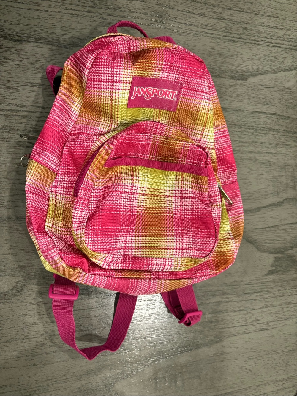 * Like new Jansport Pink and Yellow Plaid Mini Backpack